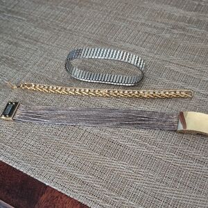 Elegant Silver and Gold Bracelet Set